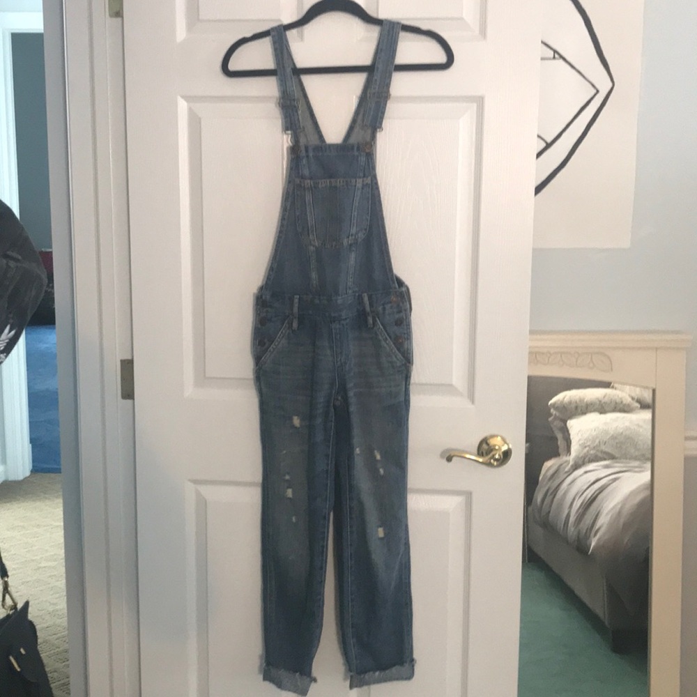 Abercrombie & Fitch distressed denim overalls